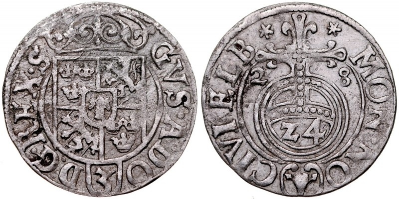 Gustaw II Adolf 1626-1632, Półtorak 1628, Elbląg. R Kop. 9604 R5, AHL 22 R, star...