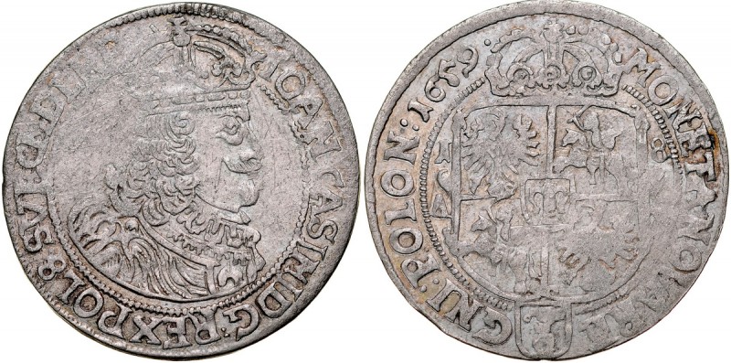 Jan II Kazimierz 1649-1668, Ort 1659, Poznań, RRR. Kop. 1765 R8, Kurp. -, Gum. 1...