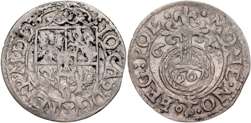 Jan II Kazimierz 1649-1668, Półtorak 1666, Poznań, RR. Kop. 1576 R6, Kurp. 76 R7...