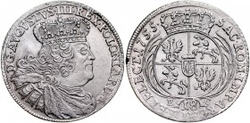 August III 1733-1763, 18 groszy 1755, Lipsk.