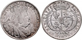 August III 1733-1763, 18 groszy 1755, Lipsk.