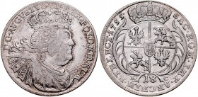August III 1733-1763, 18 groszy 1755, Lipsk.