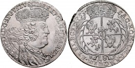 August III 1733-1763, 18 groszy 1755, Lipsk.
