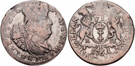 August III 1733-1763, Szóstak 1761, Gdańsk.