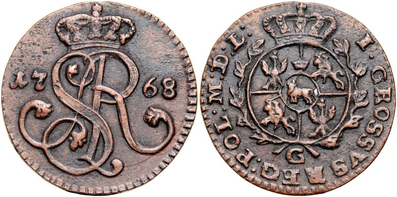 Stanisław August Poniatowski 1764-1795, Grosz 1768, Warszawa. Kop. 2191, Gum 234...