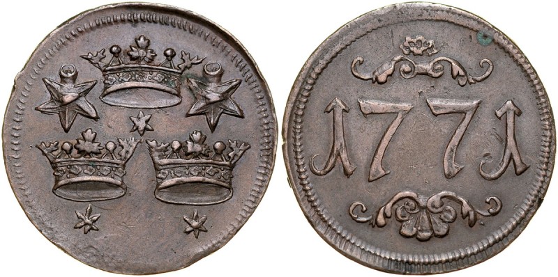 Gdańsk, Żeton 1771, Korporacja Trzech Króli. H-Cz.7881 R4, brąz, śr. 31,66 mm, w...