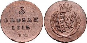 Księstwo Warszawskie, 3 grosze 1812, Warszawa.
