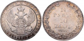 Zabór Rosyjski, Mikołaj I 1826-1855, 1 1/2 rubla, 10 złotych 1837 NG, St. Petersburg.