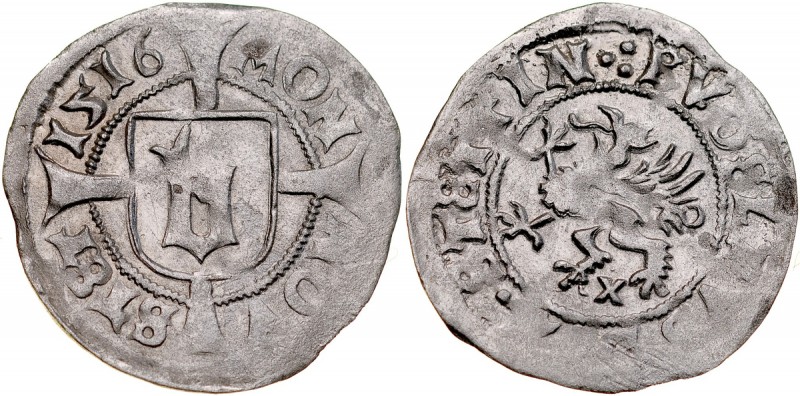 Pomorze, Bogusław X 1478-1523, Wit 1516, Szczecin. Kop. 4149, Dbg.P 426, połysko...