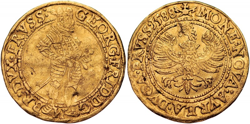 Prusy Książęce, Jerzy Fryderyk 1578-1603, Dukat 1588, Królewiec. Kop. 3853, złot...