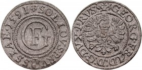 Prusy Książęce, Jerzy Fryderyk 1578-1603, Szeląg 1591, Królewiec.