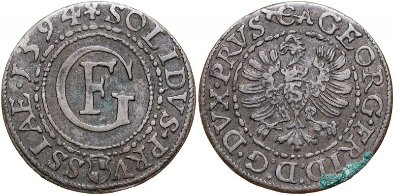 Prusy Książęce, Jerzy Fryderyk 1578-1603, Szeląg 1594, Królewiec. Kop. 3833, pat...