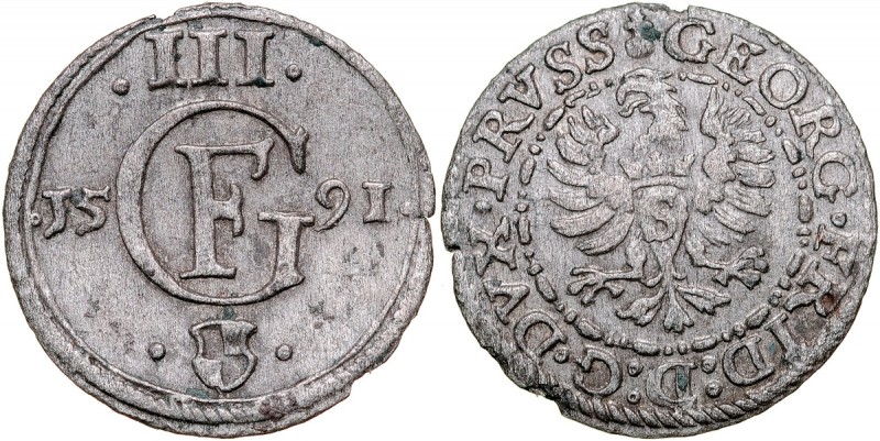 Prusy Książęce, Jerzy Fryderyk 1578-1603, Ternar 1591, Królewiec. Kop. 3825, sza...