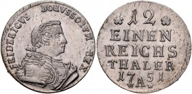 Prusy, Fryderyk II 1740-1786, 1/12 talara 1751 A, Berlin.