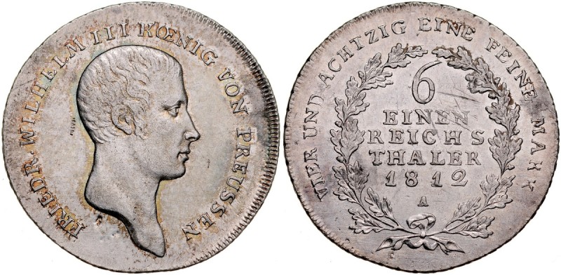 Prusy, Fryderyk Wilhelm III 1797-1840, 1/6 talara 1812 A, Berlin. Olding 110, AK...