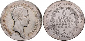 Prusy, Fryderyk Wilhelm III 1797-1840, 1/6 talara 1812 A, Berlin.