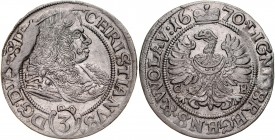 Śląsk, Księstwo Legnicko-Brzesko-Wołowskie, Chrystian 1639-1672, 3 krajcary 1670, Brzeg.