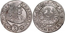 Śląsk, Księstwo Legnicko-Brzesko-Wołowskie, Chrystian 1639-1672, 3 krajcary 1670, Brzeg.