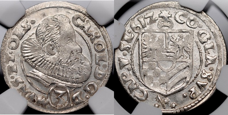 Śląsk, Księstwo Ziębicko-Oleśnickie, Karol II 1587-1617, 3 krajcary 1612, Oleśni...