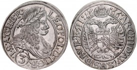Śląsk, Leopold I 1657-1705, 3 krajcary 1666, Wrocław.