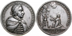 Medal autorstwa Chrystiana Wermutha z 1698 roku wybity w intencji pomyślnych rządów Augusta II Mocnego