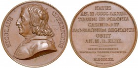 Medal ze suity autorstwa Duranda z 1820 roku, wybity ku czci Mikołaja Kopernika.