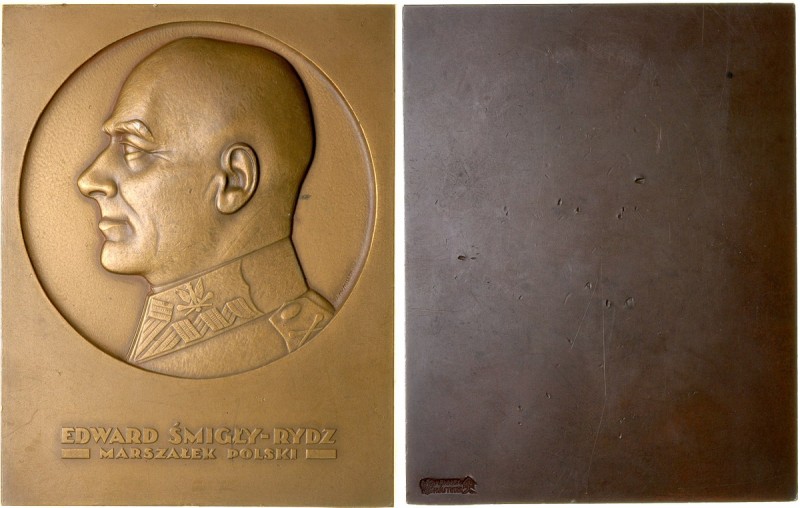 Plakieta autorstwa Aumillera z 1936 roku, poświęcona Edwardowi Śmigłemu Rydzowi....