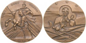 Medal autorstwa Ewy Olszewskiej Borys z 1983 roku wybity na pamiątkę 300-lacia Odsieczy Wiedeńskiej.