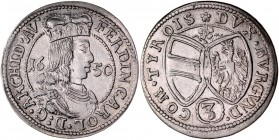 Austria, Ferdynand Karol 1632-1662, 3 krajcary 1650, Hall in Tirol.