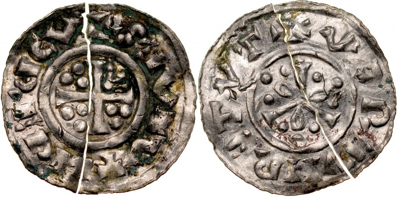 Bolesław Chrobry 1003-1004, Denar, Av.: Krzyż, w 3 sferach po 3 kropki, napis. R...