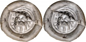 Przemysł I 1192-1230, Brakteat, Av.: Stojący król trzyma lilię, na kołnierzu 4 ośmioramienne gwiazdy.