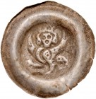 Przemysł II 1253-1278, Brakteat, Av.: Gryf z głową króla.