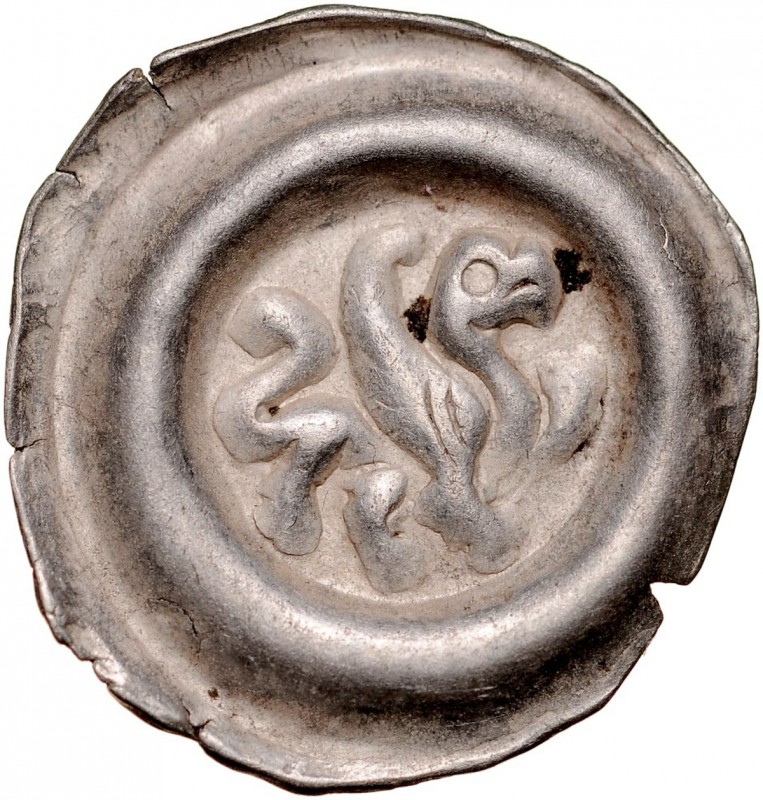 Przemysł II 1253-1278, Brakteat, Av.: Kroczący Gryf. Cach 957, srebro, waga 0,43...