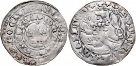 Jan Luksemburski 1310-1346, Grosz praski, Av.: Korona królewska, Rv.: Lew czeski.