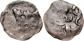 Czechy, Halerz XV w, Av.: Korona, Rv.: Czeski Lew.