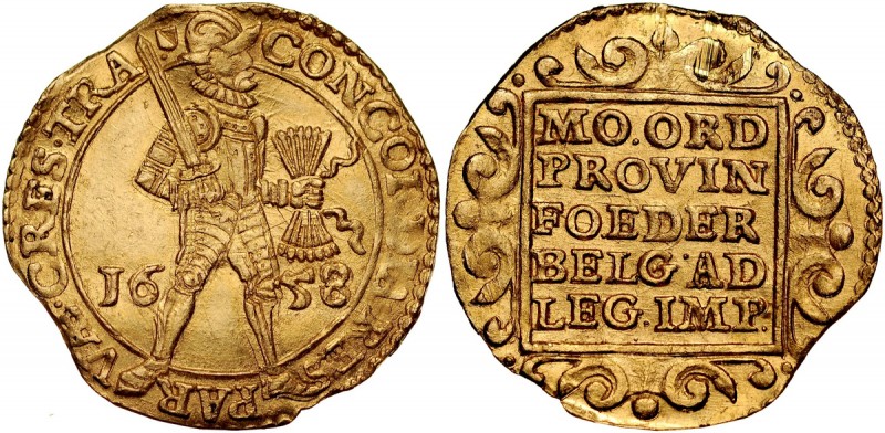 Niderlandy, Dukat 1658, Utrecht. Delm. 963, złoto, waga 3,42 g, atrakcyjny, poły...