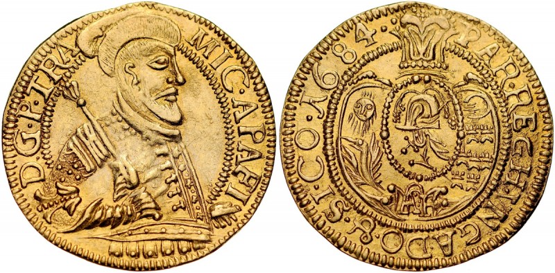 Transylwania, Michał Apafi 1661-1690, Dukat 1684, Fogaras. Hus. 700, Beszeda AM-...