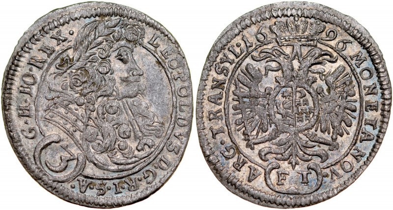 Transylwania, Leopold I 1691-1705, 3 krajcary 1696 FT, Szeben. Huszar 858, pękni...