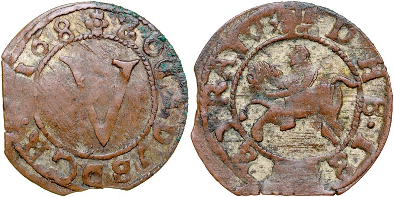 Eustratie Dabija 1661-1665, Szelag, Suczawa albo Jassy. MBR 829, ładna patyna, z...