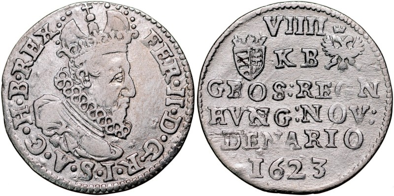 Węgry, Ferdynand II 1619-1637, Grosz 1623, Kremnica. Huszar 1191,&nbsp;ładny poł...