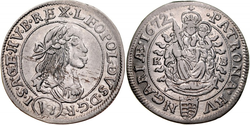 Węgry, Leopold I 1657-1705, VI krajcarów 1672, Kremnica. Herinek 1247, Huszar 14...
