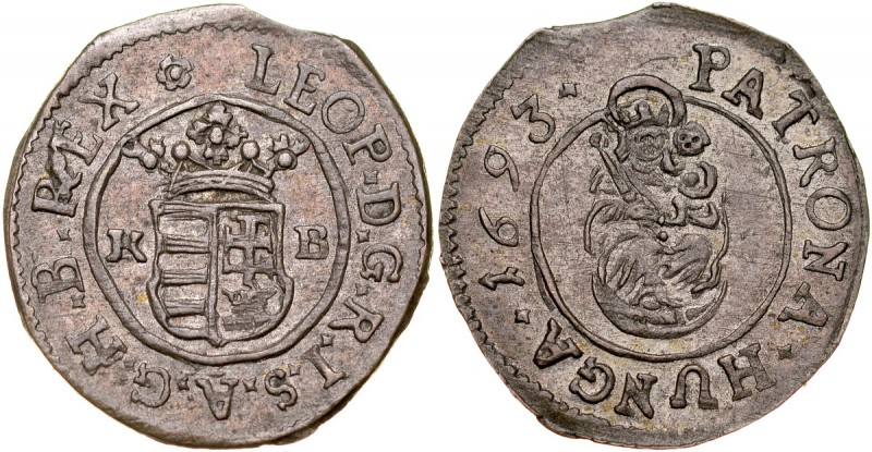 Węgry, Leopold I 1657-1705, Denar 1693, Kremnica. Huszar 1509,&nbsp; lustro menn...