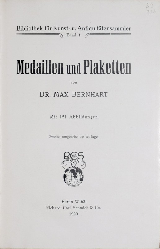 Bernhart M., Medaillen und Plaketten, Berlin 1920. bardzo dobrze zachowana publi...