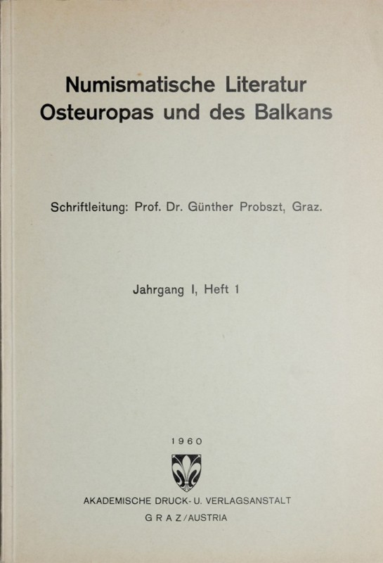 Probszt G., Numismatische Literatur Osteuropas und des Balkans, Graz 1960. bardz...