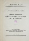 Cahn A. E., Auktiosnkatalog 62, 15. Januar 1929, Frankfurt am M. 1928.