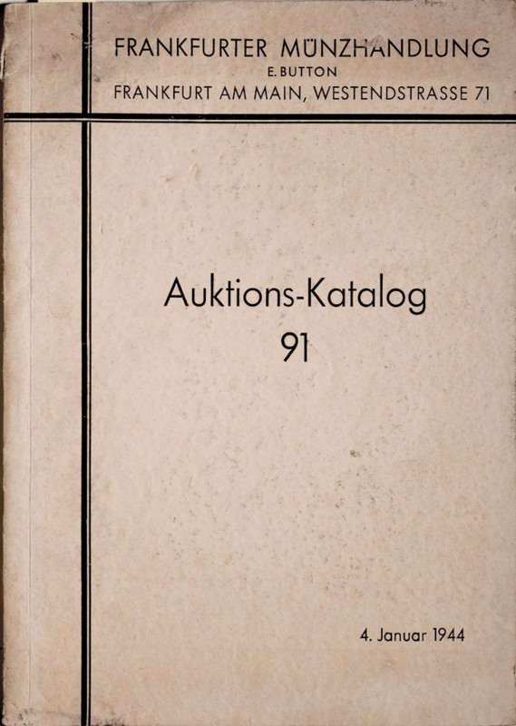 Frankfurter MH, I. Goldmuenzen, Kunstmedaillen, 4. Januar 1944., Frankfurt 1944....