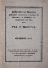 Schulman J., Pax in Nummis., 13-15 October 1913, Amsterdam 1913.