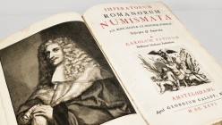 IMPERATORUM ROMANORUM NUMISMATA. Author: Carolum Patium, Edition: 1696. 432 Pages with numerous engraved pictures. Hardback covers with leather spine....