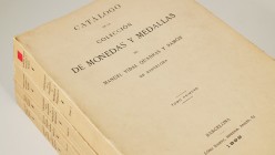 CATALOGO DE LA COLECCIÓN DE MONEDAS Y MEDALLAS DE MANUEL VIDAL QUADRAS Y RAMON. Vols I, II, III y IV. Reprint in 1975 of the original edition of Barce...