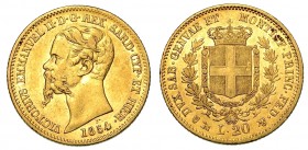 ITALIA. SAVOIA. Vittorio Emanuele II (Regno di Sardegna: 1849-1861) - 20 lire 1854 Genova. Busto a s. R/ Scudo coronato, ornato del collare dell'Annun...